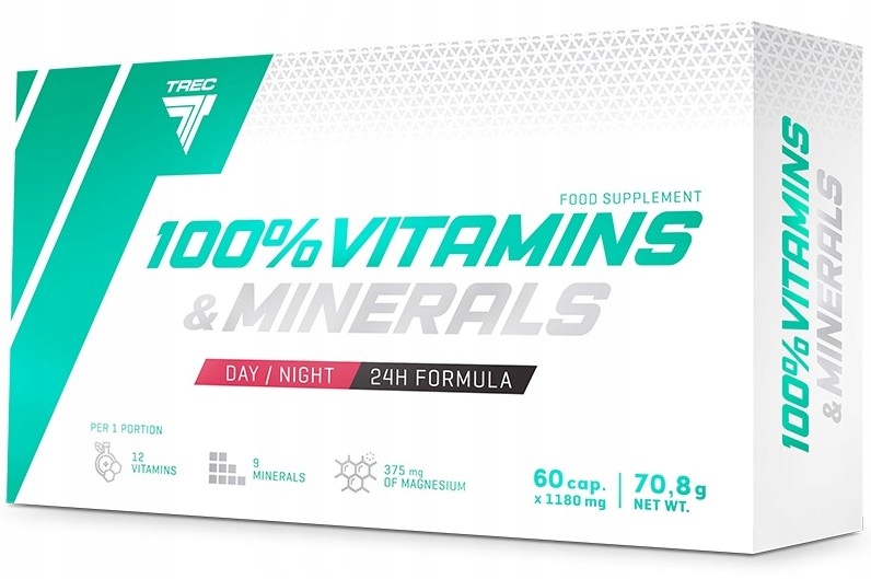 TREC 100 VITAMINS & MINERALS 60 KAPSUŁEK DZIEŃ/NOC , SUPLEMENTY DLA