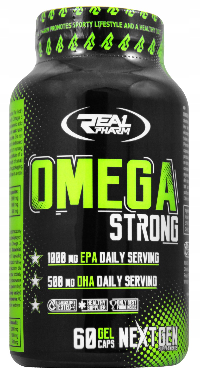 Фото - Вітаміни й мінерали Real Pharm Omega 3 Strong 60 Kaps Zdrowie Dha Epa 