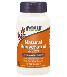 Now Foods Natural Resveratrol 200 Mg - 60 Kapsułek Wegetariańskich