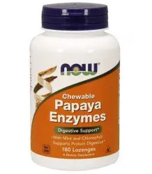 Now Foods Papaya Enzyme- Enzymy Trawienne- 180 Tabletek Do Ssania