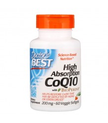 Doctor's Best High Absorption CoQ10 with BioPerine 200mg 60 Veggie Softgels