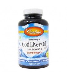 Carlson Labs Cod Liver Oil Gems Low Vitamin A 150 Softgels