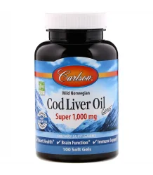 Carlson Labs Wild Norwegian Cod Liver Oil Gems 1000mg 100 Softgels