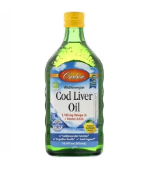 Carlson Labs Wild Norwegian Cod Liver Oil 500 Ml 1100mg Natural Lemon