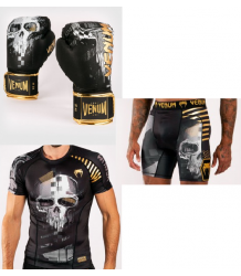 Venum Zestaw Do Mma Skull Rękawice Bokserskie Rashguard Krótki Spodenki Vale Tudo