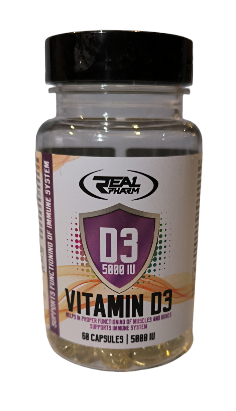 Real Pharm Vitamin D3 Softgels 5000IU 60 Caps , Suplementy Witaminy