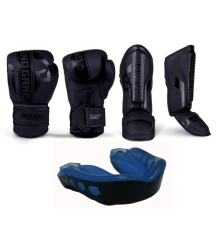 Ground Game Zestaw Do K1 Kickboxingu Rękawice Bokserskie Ochraniacze Piszczeli Stripe Szczęka WarHouse
