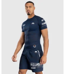 UFC Venum Fusion Rashguard Krótki Rękaw Fight Week Performance Oceanic Blue