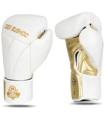 DBX Bushido Rękawice Bokserskie Premium Skóra Naturalna Hammer White 