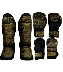 WarHouse Zestaw Do MMA K1 Rękawice Bokserskie Rękawice MMA Ochraniacze Piszczeli Dragon
