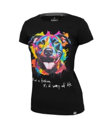 Pit Bull Damska Koszulka T-shirt Slim Fit Watercolor Black