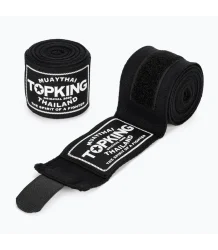 Top King Bandaże Bokserskie Elastyczne Owijki TKHWR-01 Black 4m