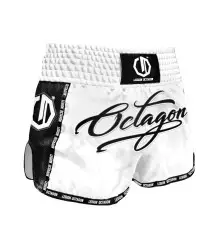 Octagon Spodenki Kickboxing/Muay Thai Legion Script PREMIUM White