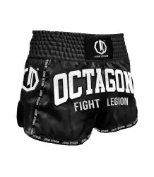 Octagon Spodenki Kickboxing/Muay Thai Legion Script PREMIUM Black/White