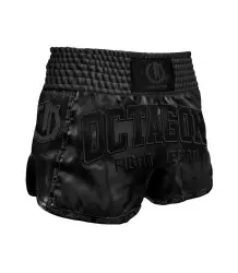 Octagon Spodenki Kickboxing/Muay Thai Legion Script PREMIUM Black/Black