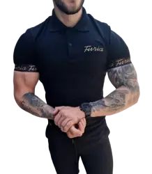 FURIA Koszulka Męska Polo Taśma Black/Gold
