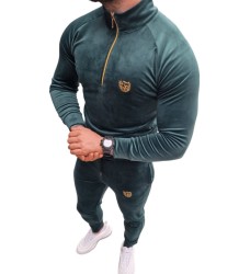 FURIA Dres Welurowy Męski Small Logo Green/Gold