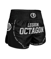 Octagon Spodenki Kickboxing/Muay Thai Legion Mesh PREMIUM Black/White