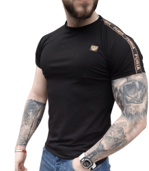 FURIA T-shirt Koszulka Męska Logo Taśma Czarno/Złota