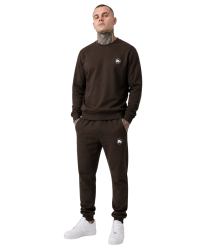 Bawełniany Dres Sportowy WarHouse Logo Komplet Dark Coffe